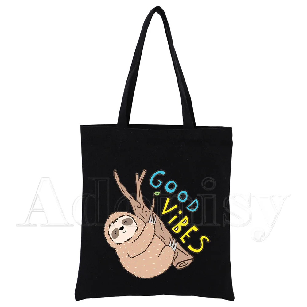 Sloth Black Women Handbags Canvas Tote Shopping Bags Reusable Shopping Bag Eco Foldable
Sloth Black Women Handbags Canvas Tote Shopping Bags Reusable Shopping Bag Eco Foldable
