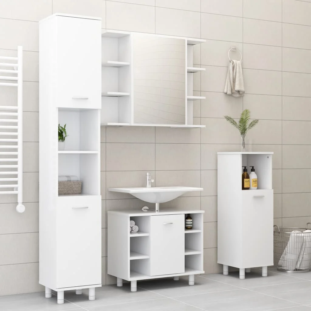 4 Piece Bathroom Furniture Set, Chipboard Bathroom Cabinet, Bathroom Furntain White A
4 Piece Bathroom Furniture Set, Chipboard Bathroom Cabinet, Bathroom Furntain White A