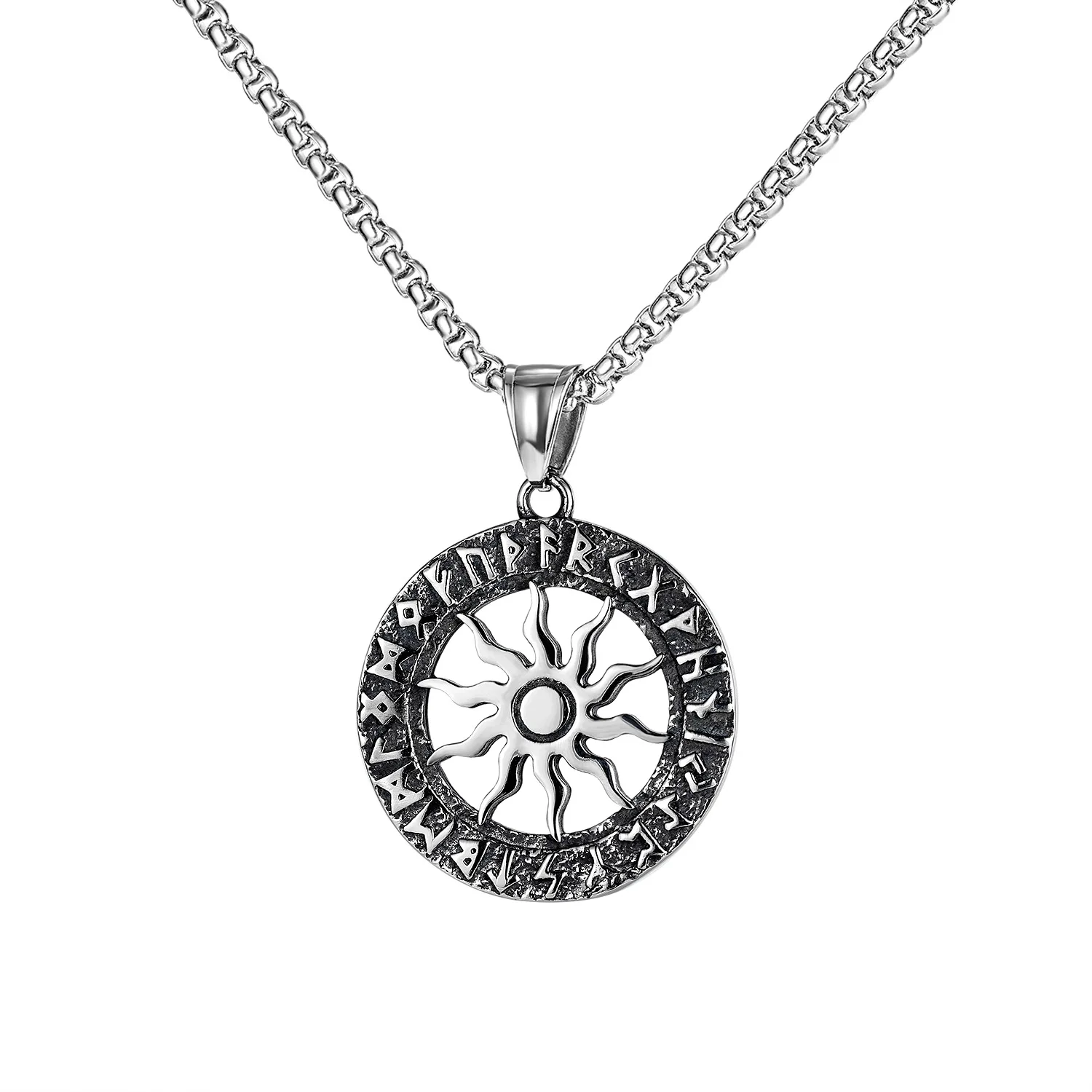 Vintage Viking Ring Sunflower Titanium Steel Men's Necklace Engraved Pendant Ornaments
Vintage Viking Ring Sunflower Titanium Steel Men's Necklace Engraved Pendant Ornaments