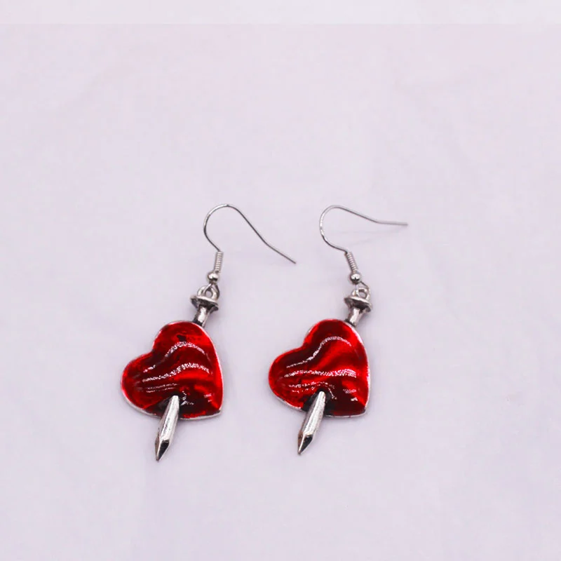 Dark wind jewelry red oil dripping my heart hurt heart funny ancient silver earrings
Dark wind jewelry red oil dripping my heart hurt heart funny ancient silver earrings