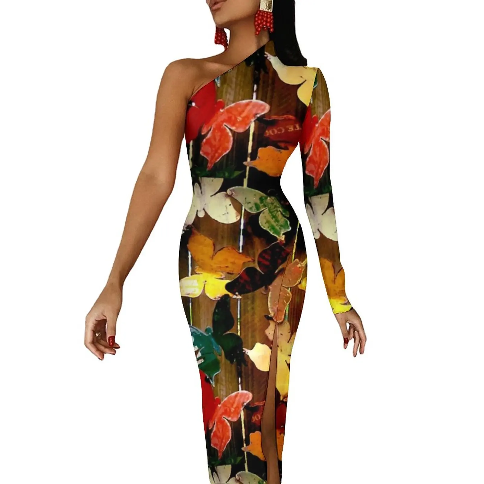 Butterfly Art High Slit Bodycon Dress Women Colorful Butterflies Print Elegant Maxi Dress Spring One Shoulder Streetwear Dresses
Butterfly Art High Slit Bodycon Dress Women Colorful Butterflies Print Elegant Maxi Dress Spring One Shoulder Streetwear Dresses