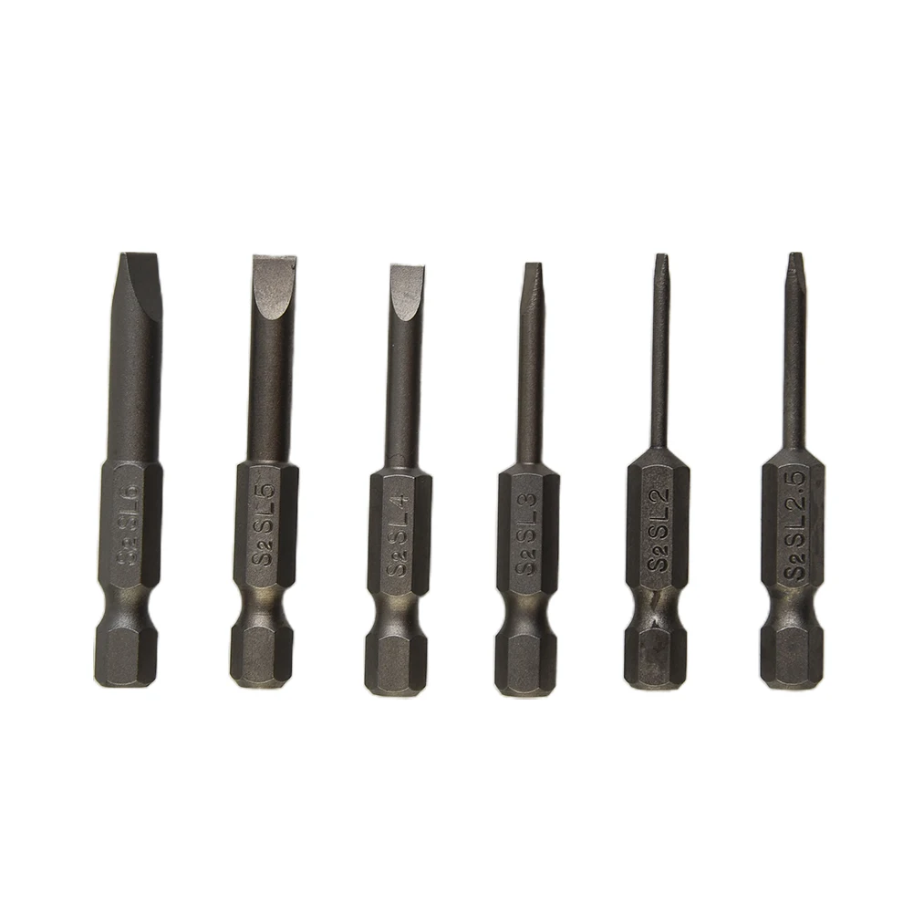 6-piece Flat-blade Electric Screwdriver Bit 50mm Length, 6.35mm / 1/4 In Hexagon, Nib Size 2mm/2.5mm/3mm/4mm/5mm/6mm
6-piece Flat-blade Electric Screwdriver Bit 50mm Length, 6.35mm / 1/4 In Hexagon, Nib Size 2mm/2.5mm/3mm/4mm/5mm/6mm