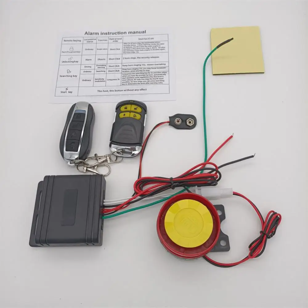 

Motorcycle Security Alarm System Anti-theft 125db Horn Remote Control Key Shell Engine Start Motorbike Scooter Electric Bike 12V