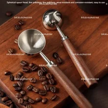 KAWASIMAYA Stainless Steel Coffee Powder Measuring Scoop Gram Scoop Dosing Scoop Measuring Spoon Walnut Handle Coffee Bean Scoop