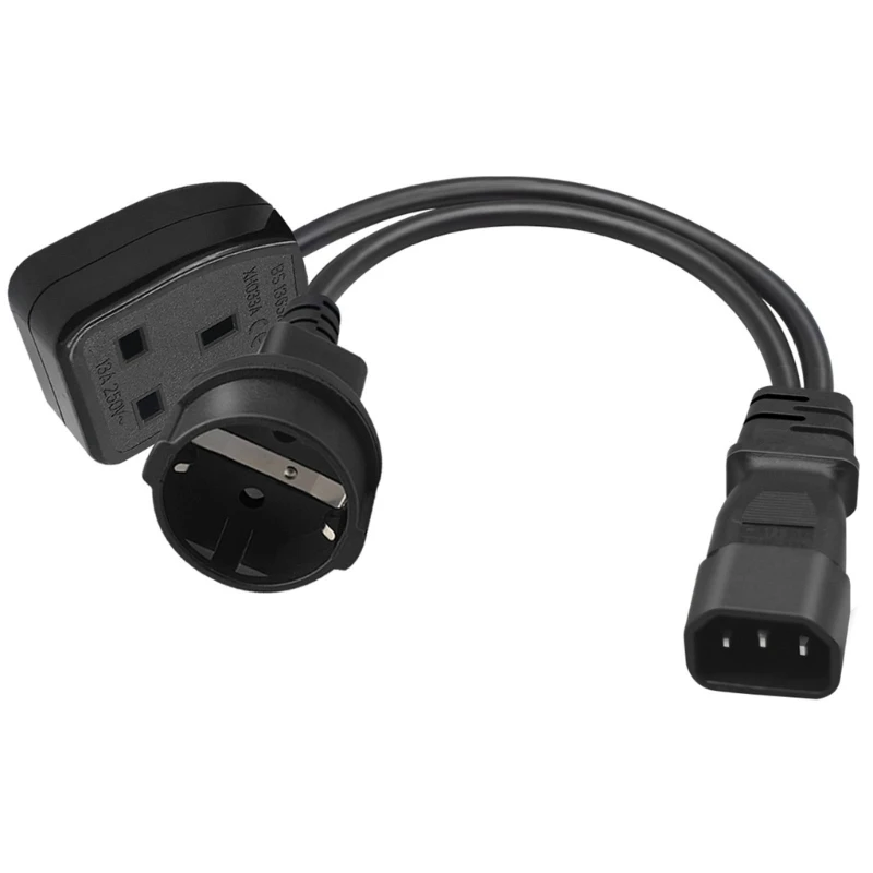 32cm/1ft IEC320 C14 to UK 13A+ EU4.8mm Power Cord 1 in 2 Out Y-splitter Adapter Cable Extension Wire Extender Line
32cm/1ft IEC320 C14 to UK 13A+ EU4.8mm Power Cord 1 in 2 Out Y-splitter Adapter Cable Extension Wire Extender Line