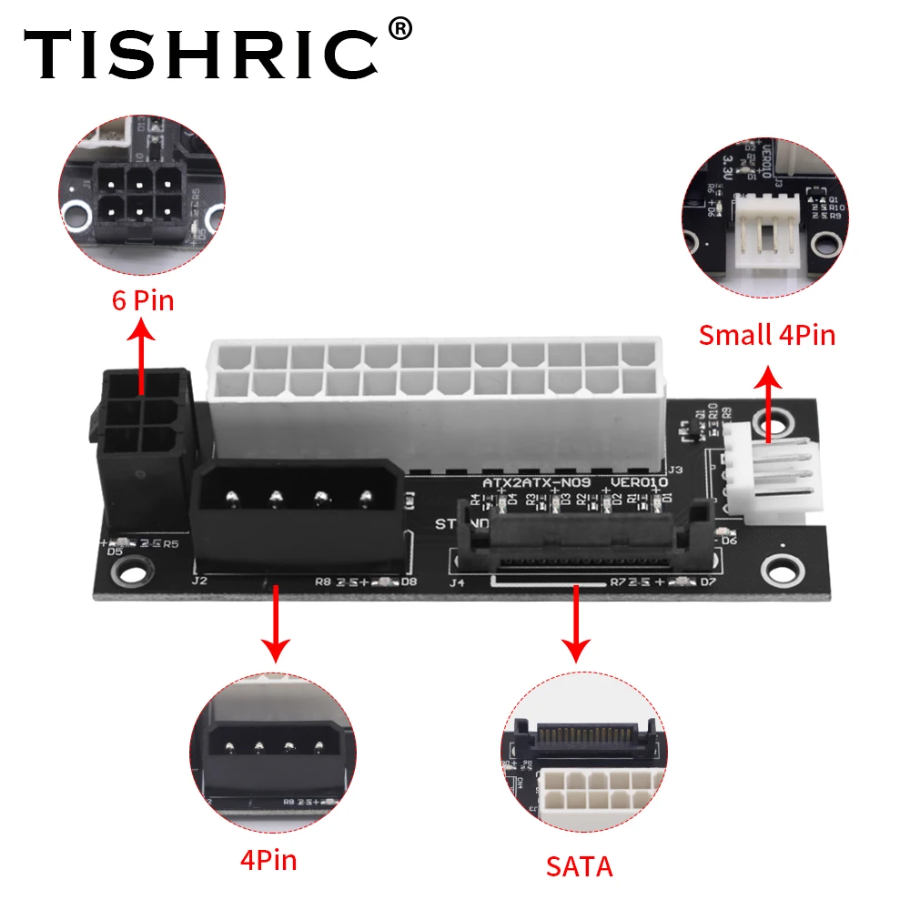 TISHRIC 3 интерфейса Add2psu для майнинга BTC 24Pin до 4Pin/6Pin/SATA Molex двойной блок питания Синхронизация адаптер карта ATX 2ATX
TISHRIC 3 интерфейса Add2psu для майнинга BTC 24Pin до 4Pin/6Pin/SATA Molex двойной блок питания Синхронизация адаптер карта ATX 2ATX