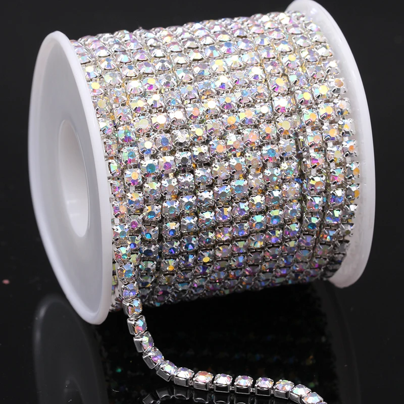10Yards/lot ss6-ss18 AB Crystal rhinestone chain Cup chain glue on sew on rhinestones trims for DIY garment ornament accessories
10Yards/lot ss6-ss18 AB Crystal rhinestone chain Cup chain glue on sew on rhinestones trims for DIY garment ornament accessories