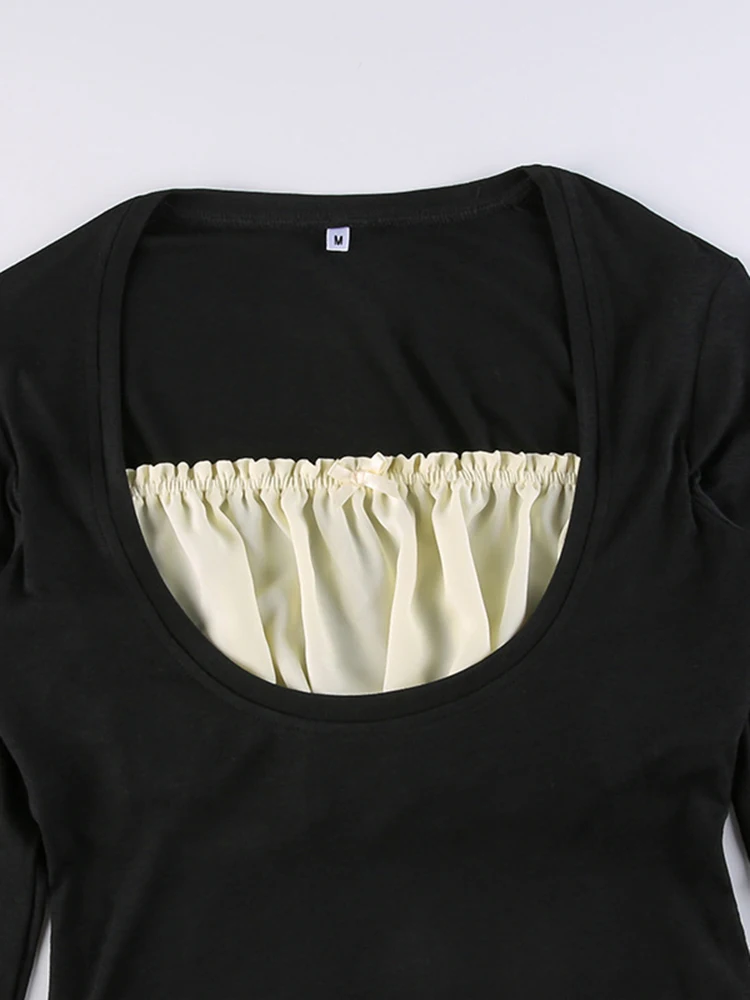 Женская Винтажная Футболка Zenaide черная футболка составного кроя с квадратным