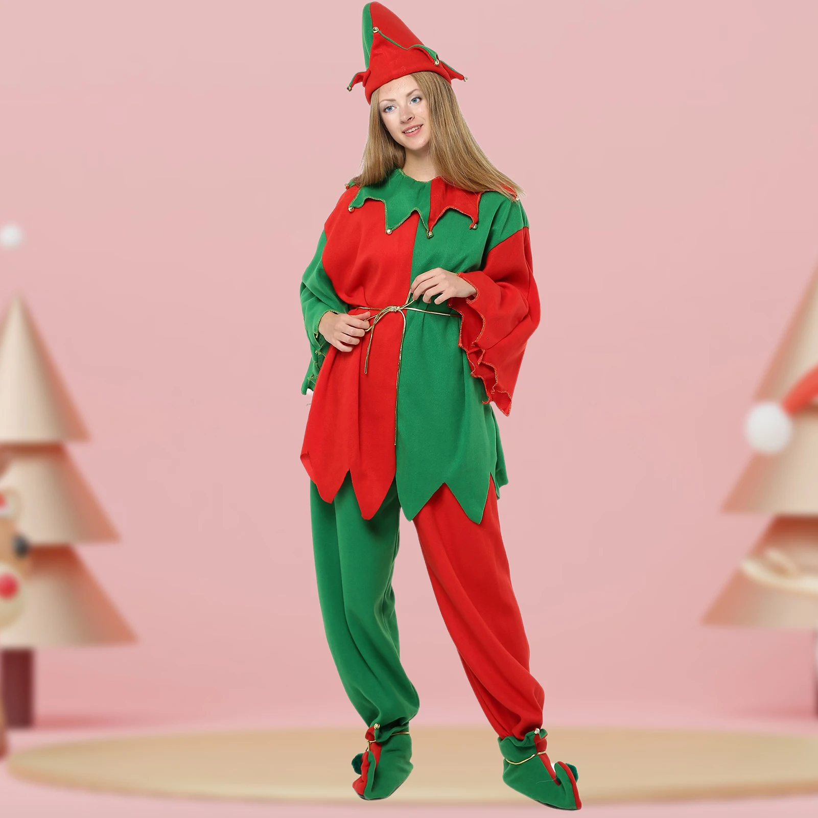 Mom Dad Kid Family Long Sleeved Top Pants Crew Neck 6 Pieces Cosplay Costume Set Christmas Elf Style with Hat Belt Vacation Suit 
Mom Dad Kid Family Long Sleeved Top Pants Crew Neck 6 Pieces Cosplay Costume Set Christmas Elf Style with Hat Belt Vacation Suit