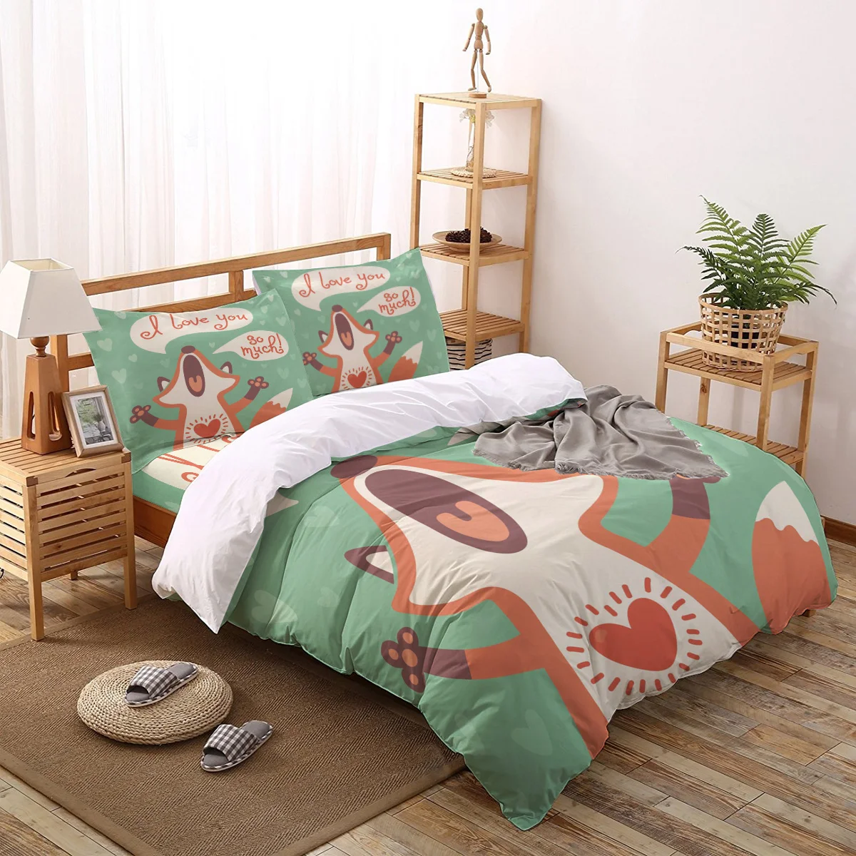 Fox Cartoon Love Heart Bedding Set Winter Bed Linen Bed Sheet Pillowcase King Queen Size Duvet Cover for Bedroom
Fox Cartoon Love Heart Bedding Set Winter Bed Linen Bed Sheet Pillowcase King Queen Size Duvet Cover for Bedroom
