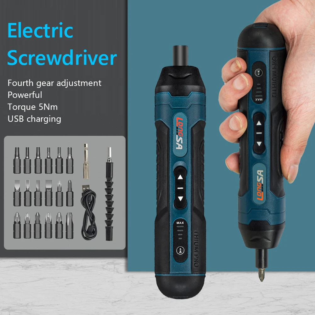 

USB Electric Screwdriver Torque Adjustment 3.6V Finishing Screwdrivers Automatic/Manual Mode 1300aMh Lithium Battery Power Tools