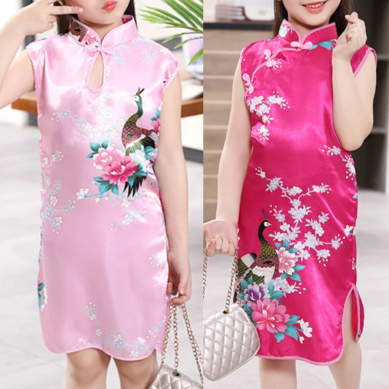 Cheongsam Dress 2Y-8Y Baby Girl Summer Clothes Peacock Sleeveless Slim Traditional Dress Child Girls Clothes Chinese Style Qipao
Cheongsam Dress 2Y-8Y Baby Girl Summer Clothes Peacock Sleeveless Slim Traditional Dress Child Girls Clothes Chinese Style Qipao