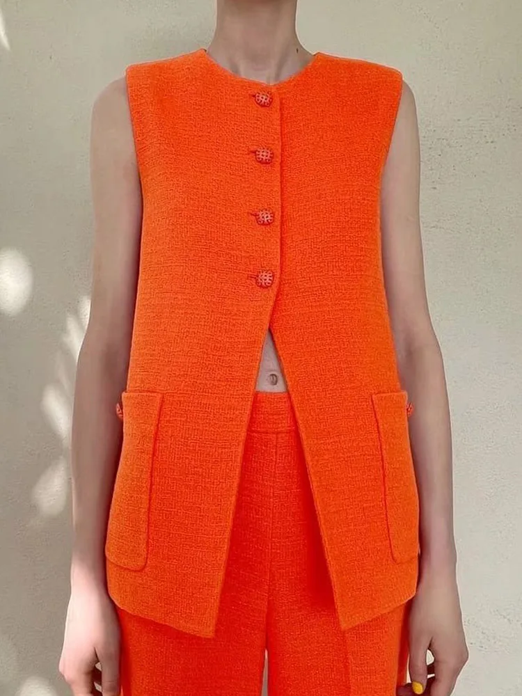 Kumsvag 2022 Summer Women Casual Vests Coats Solid Veins O-Neck Sleeveless Buttons Female Sweet Waistcoat Pocket Clothing
Kumsvag 2022 Summer Women Casual Vests Coats Solid Veins O-Neck Sleeveless Buttons Female Sweet Waistcoat Pocket Clothing