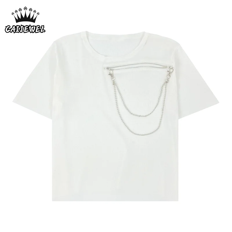 Women's Clothing T-Shirt Knitting Round Neck Hollow Out Chain Casual Korean Fashion Ladies Short Sleeve Plus Size Tops Summer
Women's Clothing T-Shirt Knitting Round Neck Hollow Out Chain Casual Korean Fashion Ladies Short Sleeve Plus Size Tops Summer