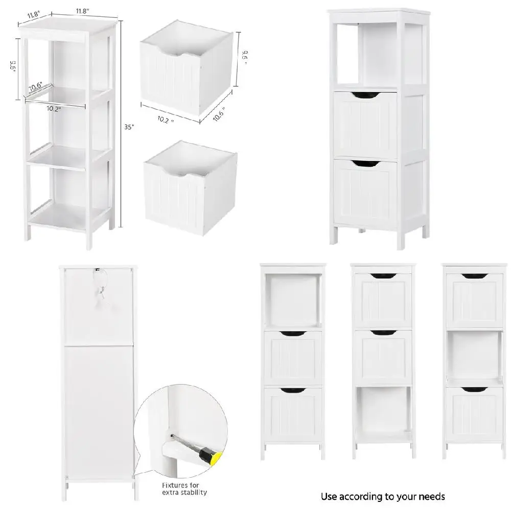 Modern and Stylish 3-Tier White Heavy Duty Bathroom Floor Storage Cabinet Organizer for Home and Bathroom Decor.
Modern and Stylish 3-Tier White Heavy Duty Bathroom Floor Storage Cabinet Organizer for Home and Bathroom Decor.