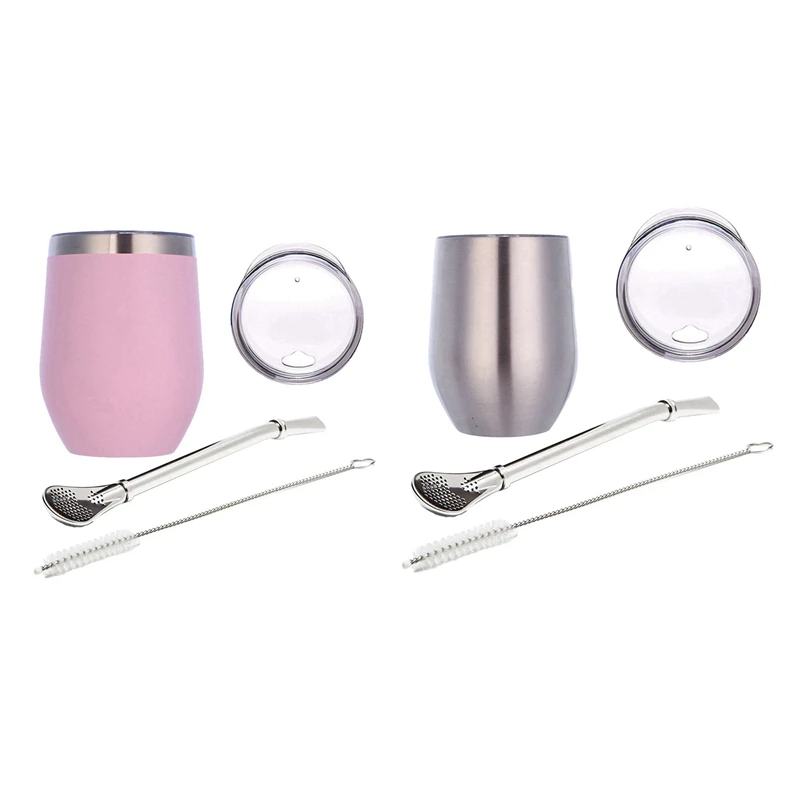 2 Set Stainless Gourd Mate Tea Set Water Mate Tea Cup With Lid Spoon Straw Bombilla Head Filter Brush,Pink & Silver
2 Set Stainless Gourd Mate Tea Set Water Mate Tea Cup With Lid Spoon Straw Bombilla Head Filter Brush,Pink & Silver