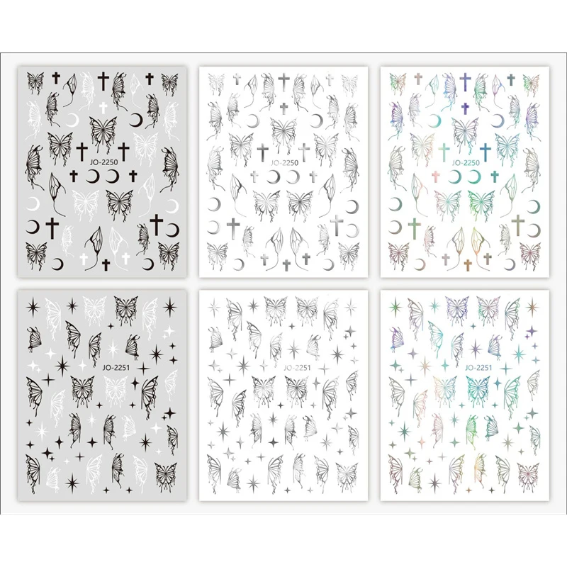 Holographic Butterfly Nail Stickers Silver Chrome Effect Laser Star Moon Sliders For Nail Art Decoration Adhesive Decal Manicure
Holographic Butterfly Nail Stickers Silver Chrome Effect Laser Star Moon Sliders For Nail Art Decoration Adhesive Decal Manicure