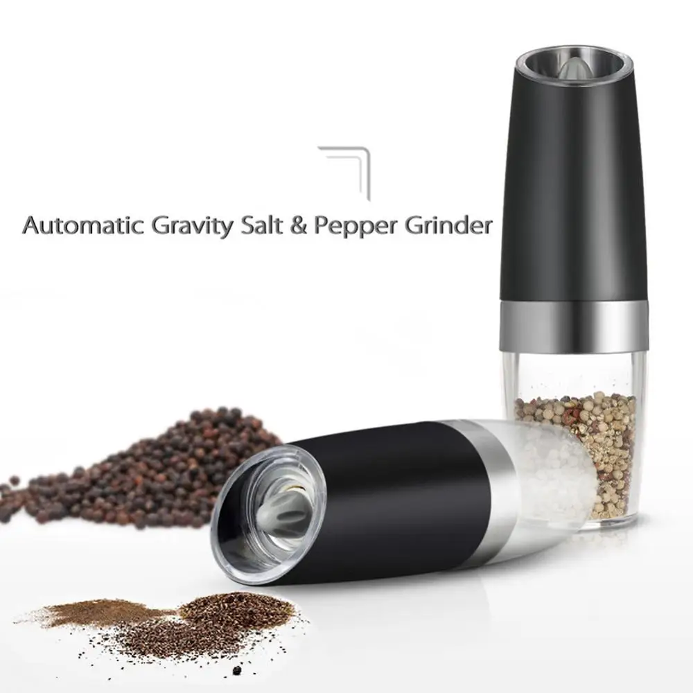 

Electric Salt And Pepper Grinders Stainless Steel Automatic Gravity Herb Spice Mill Adjustable Coarseness Kitchen Gadget Sets