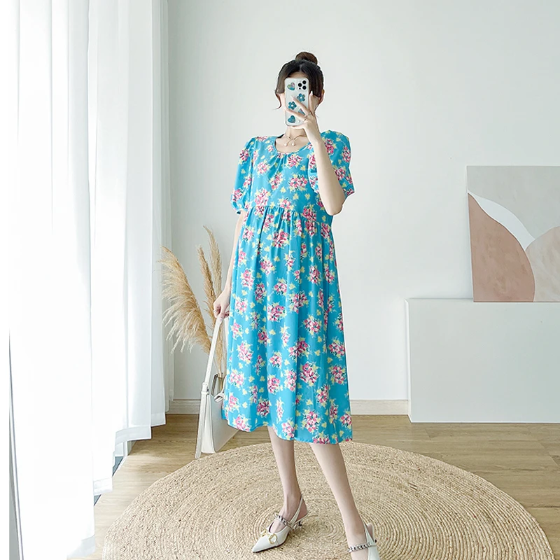 701# Summer Korean Fashion Floral Print Cotton Maternity Long Dress Elegant A Line Loose Clothes for Pregnant Women OL Pregnancy
701# Summer Korean Fashion Floral Print Cotton Maternity Long Dress Elegant A Line Loose Clothes for Pregnant Women OL Pregnancy