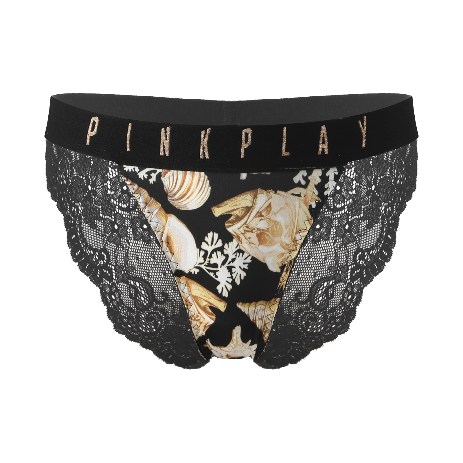 Women Low Waist Elastic Waistband Conch Floral Print See-through Lace Back Briefs Panties Underwear
Women Low Waist Elastic Waistband Conch Floral Print See-through Lace Back Briefs Panties Underwear