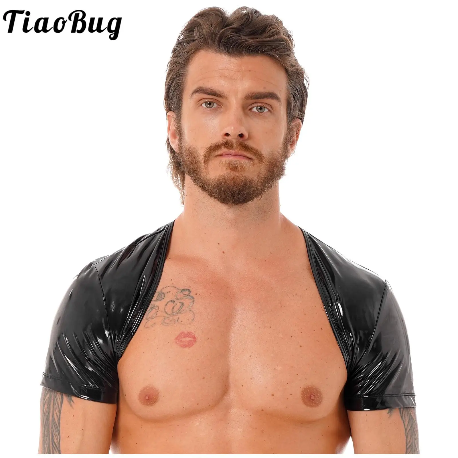Mens Wet Look Patent Leather Short Sleeve Shrugs Open Front Crop Top Club Dance Performance Erotic Costumes
Mens Wet Look Patent Leather Short Sleeve Shrugs Open Front Crop Top Club Dance Performance Erotic Costumes