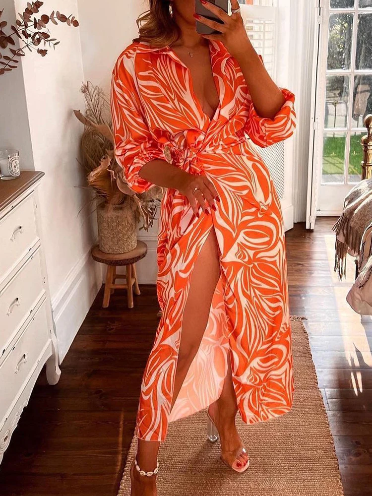 Turn Down Collar Women Print Office Dress Elegant Female Lantern Sleeve Casual Dress High Waist Streetwear Spring Autumn Dress
Turn Down Collar Women Print Office Dress Elegant Female Lantern Sleeve Casual Dress High Waist Streetwear Spring Autumn Dress