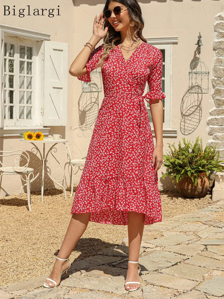 Floral Summer Midi Dress Women Ruffle Pleated Casual Beach Ladies Dresses Loose Fashion Woman Dress 2023
Floral Summer Midi Dress Women Ruffle Pleated Casual Beach Ladies Dresses Loose Fashion Woman Dress 2023