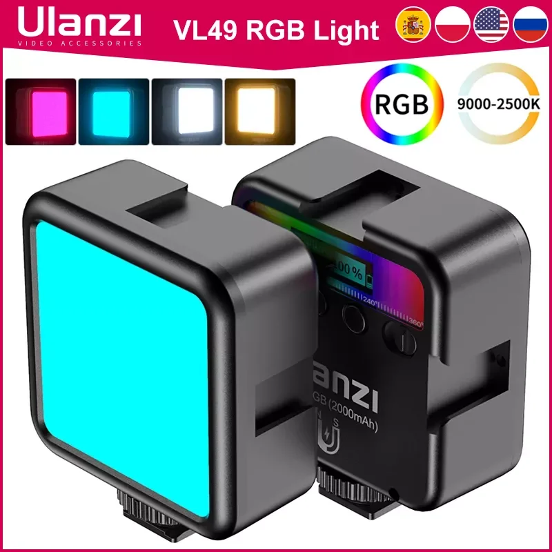 Ulanzi VL49 Mini RGB LED Video Light 2700K-9000K On Camera Fill Light Photography Lighting Pocket Live Tiktok Vlog Light lamp
Ulanzi VL49 Mini RGB LED Video Light 2700K-9000K On Camera Fill Light Photography Lighting Pocket Live Tiktok Vlog Light lamp