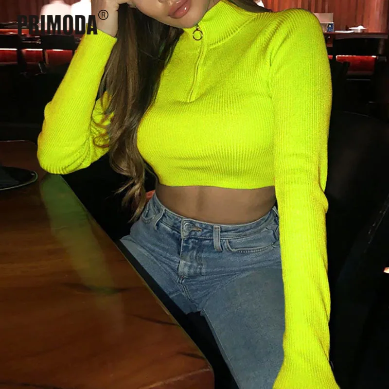 2020 Autumn Winter Steetwear Sexy Crop Tops Neon Boots T Shirts Women Zipper Turtleneck Knit T-shirts Club Party Outfit PR907G 
2020 Autumn Winter Steetwear Sexy Crop Tops Neon Boots T Shirts Women Zipper Turtleneck Knit T-shirts Club Party Outfit PR907G