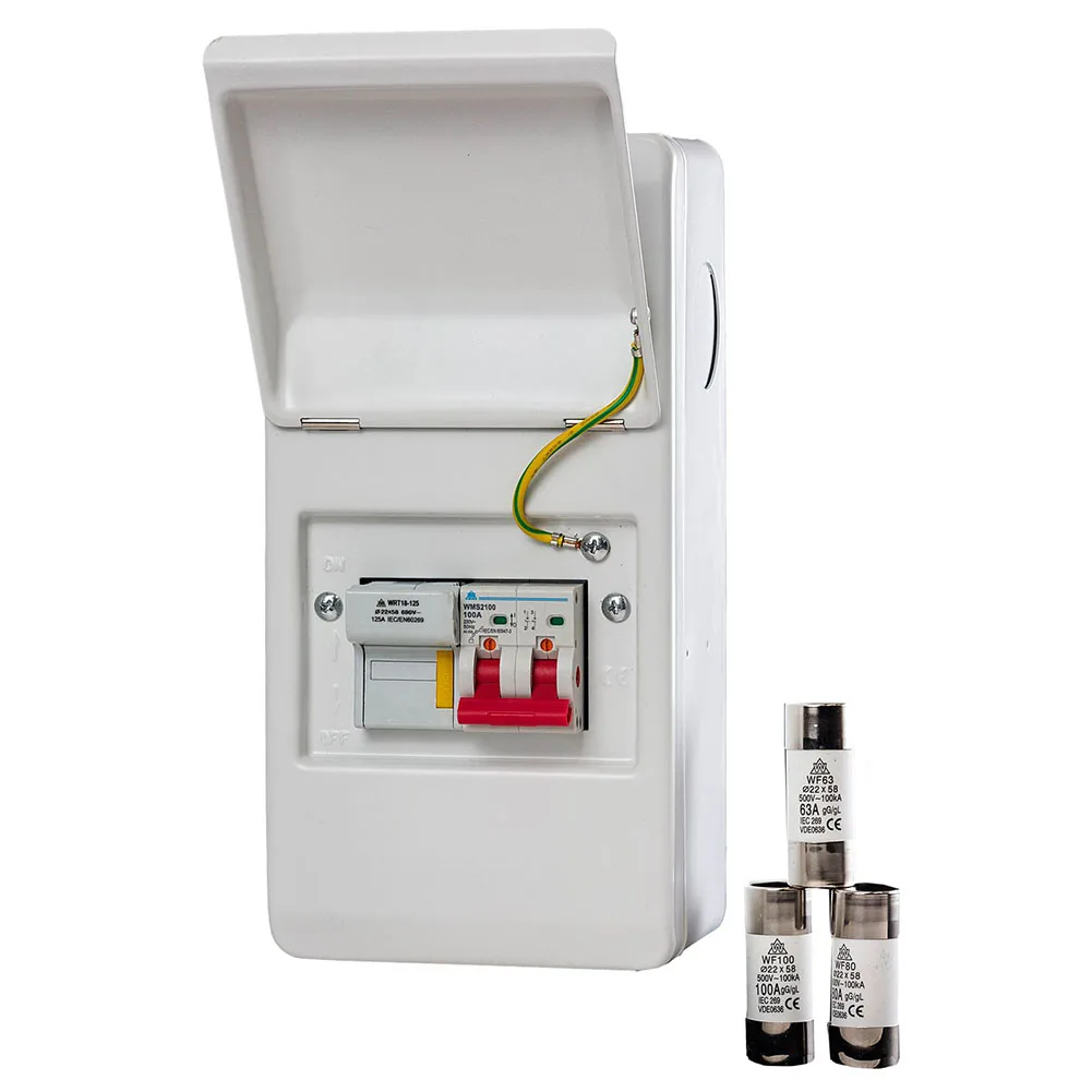 1Sets Metal Domestic Mains Fuse Switch With 63A/80A/100A/125A Fuses WMFS100/3F Metal Household Power Fuse Switch
1Sets Metal Domestic Mains Fuse Switch With 63A/80A/100A/125A Fuses WMFS100/3F Metal Household Power Fuse Switch