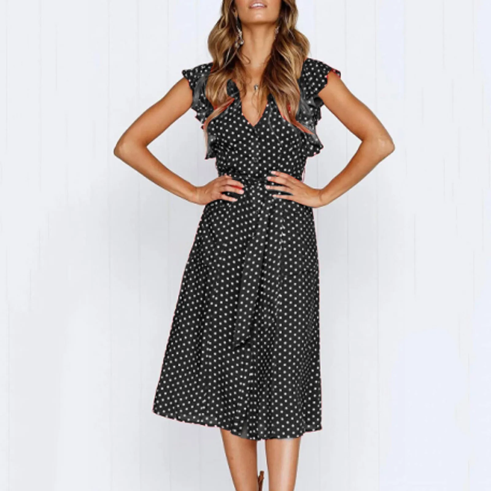 Dress Bohemian Women Summer V-neck Dot Sleeveless Mid-length Polka With Pockets Women's Dress Dress for Women Casual Fall Sexy
Dress Bohemian Women Summer V-neck Dot Sleeveless Mid-length Polka With Pockets Women's Dress Dress for Women Casual Fall Sexy