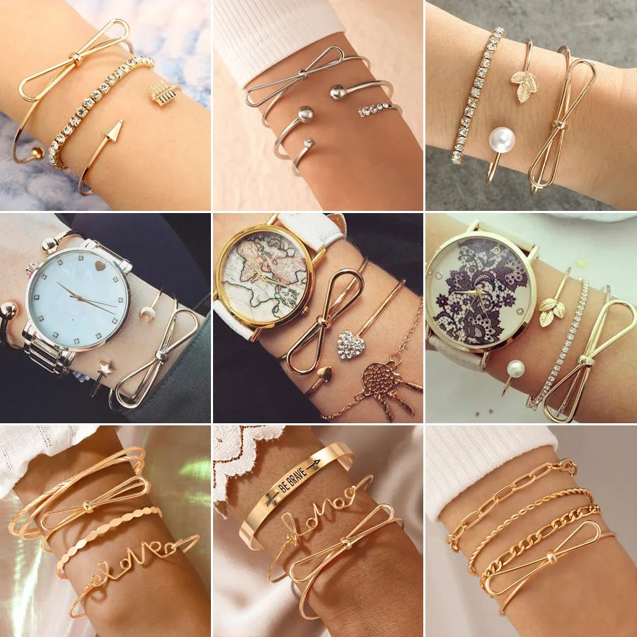New 2022 Bow Letter Three-piece Bracelet Set Geometry Pearl And Diamond Bracelet Set
New 2022 Bow Letter Three-piece Bracelet Set Geometry Pearl And Diamond Bracelet Set