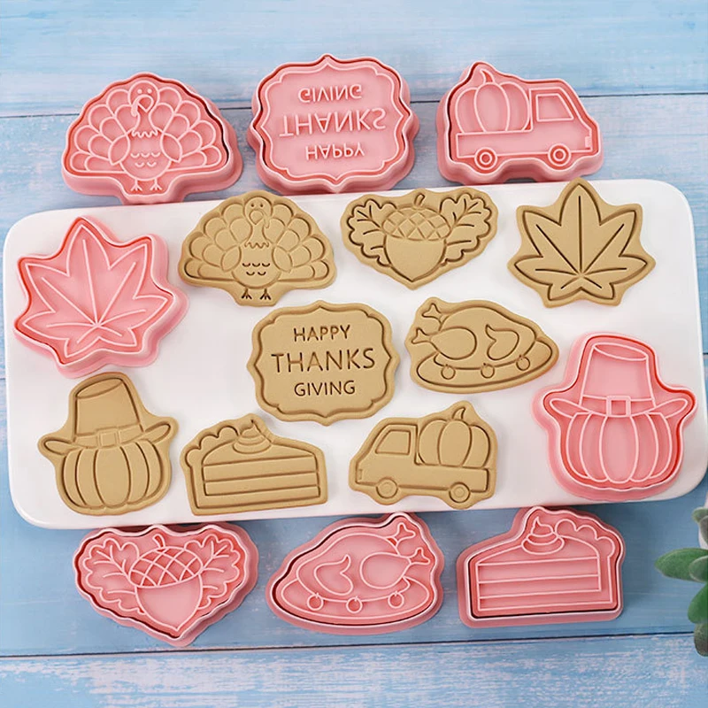 8pcs/set Thanksgiving Day Theme Cookie Cutters Pumpkin Turkey Maple Leaf Biscuit Mold Cookie Stamp Cake Mould Baking Pastry Tool
8pcs/set Thanksgiving Day Theme Cookie Cutters Pumpkin Turkey Maple Leaf Biscuit Mold Cookie Stamp Cake Mould Baking Pastry Tool
