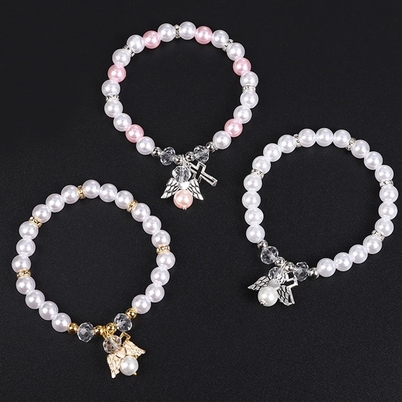 QIGO Plastic Pearl Strand Bracelets Elastic Small Angle Cross Pendant For Women Pink White
QIGO Plastic Pearl Strand Bracelets Elastic Small Angle Cross Pendant For Women Pink White