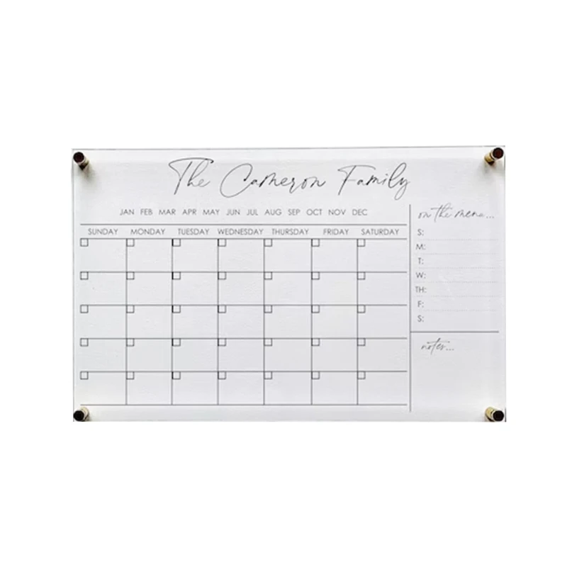 Sleek Acrylic Desk Calendar Note Board Customizable, and Practical Office Accessory Perfect for Time Management
Sleek Acrylic Desk Calendar Note Board Customizable, and Practical Office Accessory Perfect for Time Management