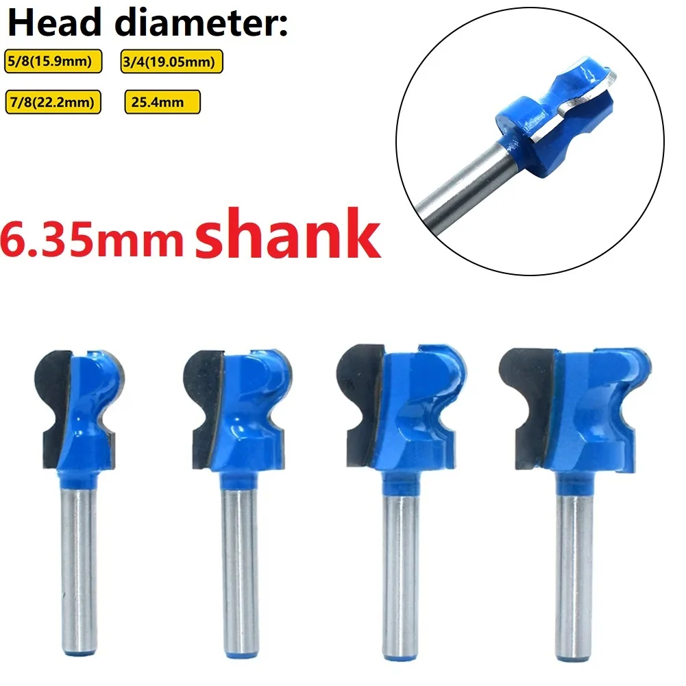 

6.35mm Shank Router Bit Wood Milling Cutter Double Finger Industrial Grade Bits YG8 53mm 45# Steel For Hand DIY Woodworking