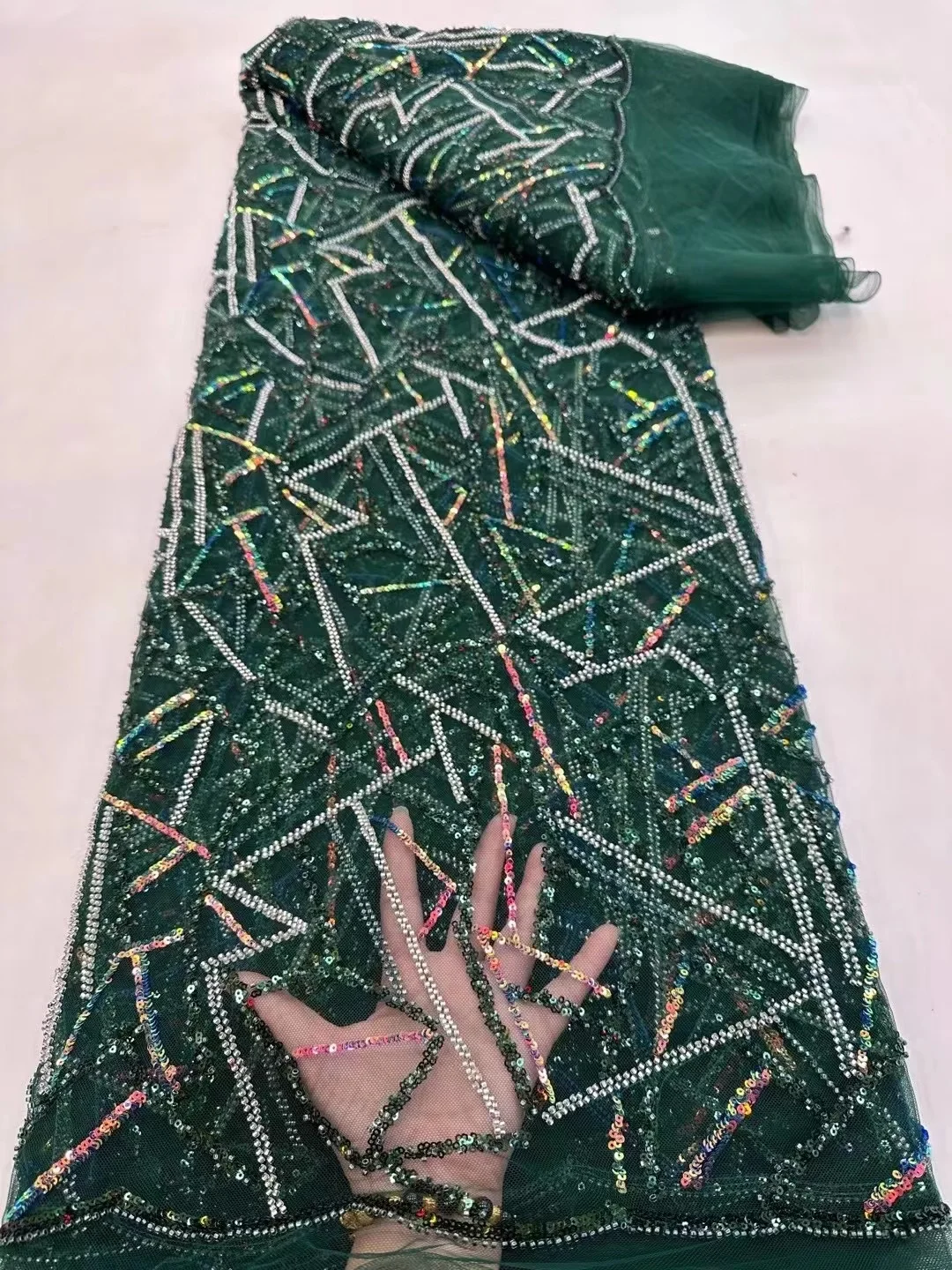 Green 5 Yards African Sequins Lace Fabric France 2023 High Quality 3D Embroidery Beads Nigerian Mesh Lace Fabric For Prom Dress
Green 5 Yards African Sequins Lace Fabric France 2023 High Quality 3D Embroidery Beads Nigerian Mesh Lace Fabric For Prom Dress