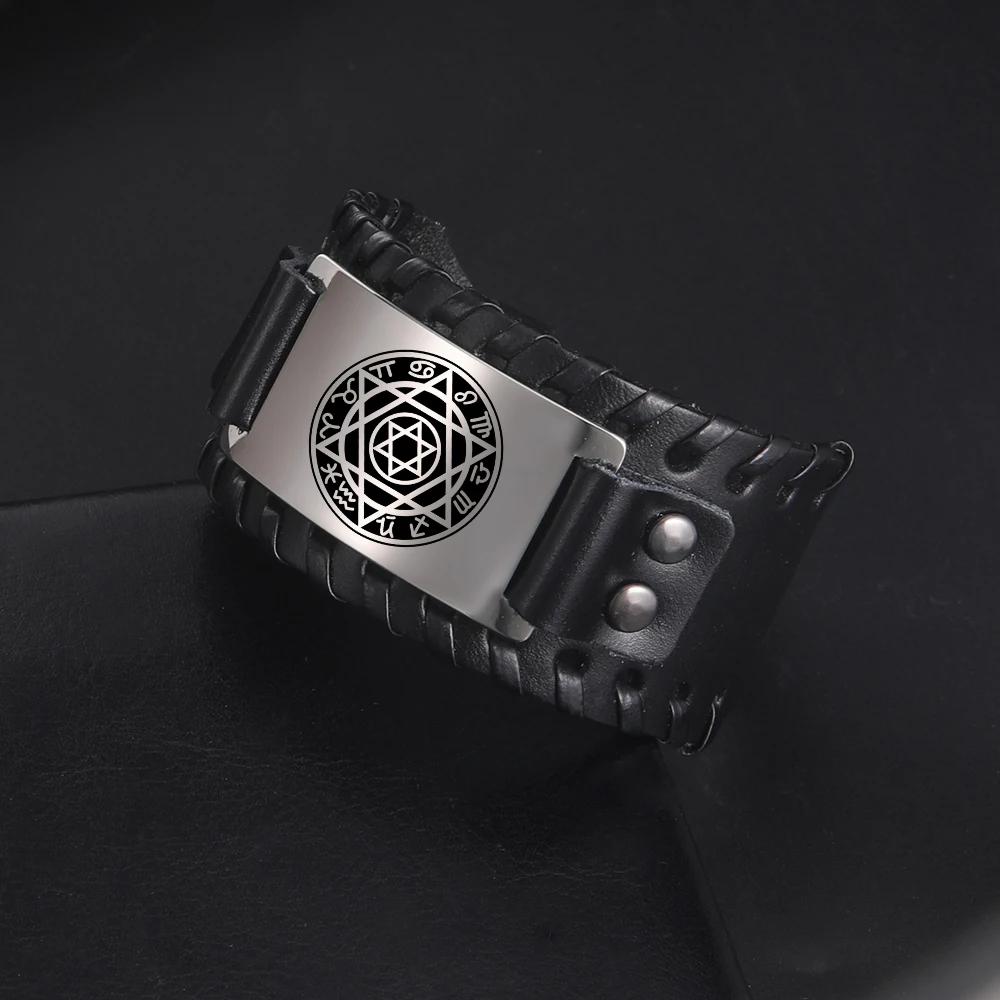 Vassago Vintage Star of David Leather Bracelet for Men Stainless Steel Bangle Classic Pattern Hand Accessories
Vassago Vintage Star of David Leather Bracelet for Men Stainless Steel Bangle Classic Pattern Hand Accessories