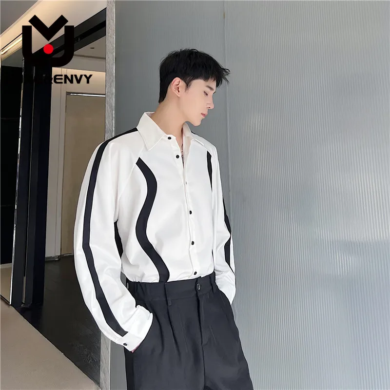 

Роскошная модная индивидуальная черно-белая рубашка люкс & ENVY в Корейском стиле с контрастным дизайном и длинными рукавами Новинка весна-ле...