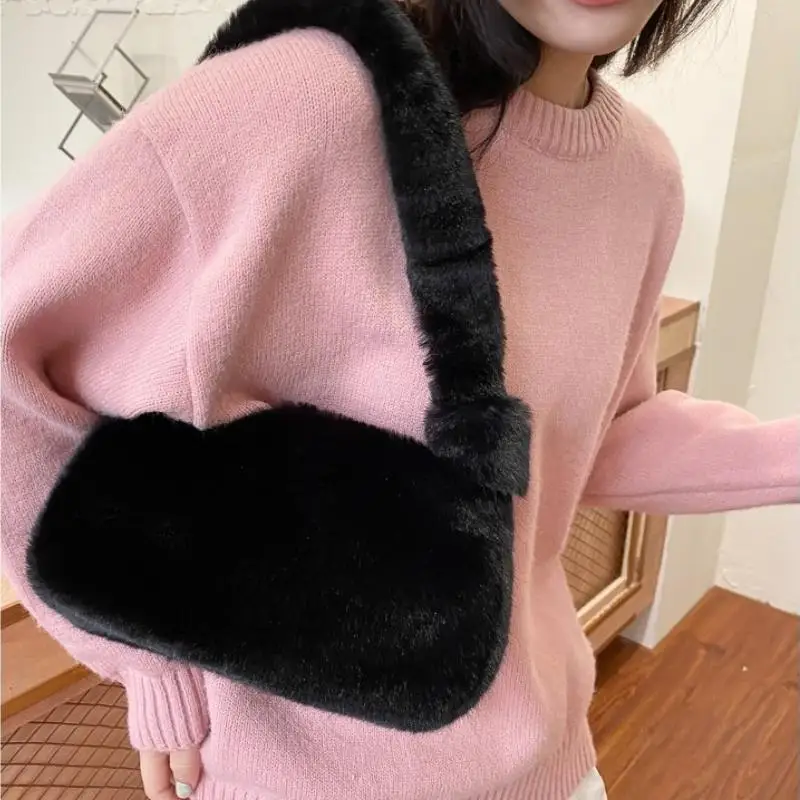 Women Soft Plush Solid Color Shoulder Bags Furry Ladies Simple Design Clutch Purse Handbag Fashion Female Baguette Underarm Bag
Women Soft Plush Solid Color Shoulder Bags Furry Ladies Simple Design Clutch Purse Handbag Fashion Female Baguette Underarm Bag