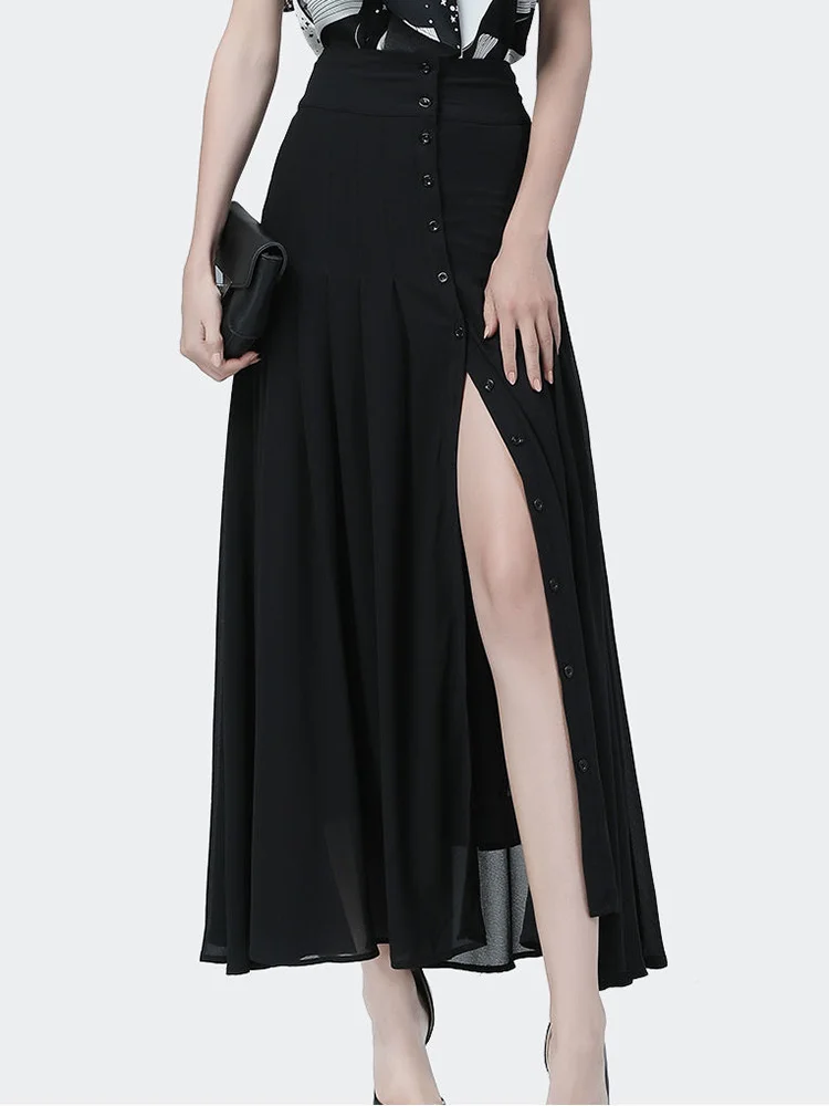 2023 Pleated Skirts High Waist A-line Chiffon Skirt Women 2023 Vintage Sexy Button Slit Long Skirt For Ladies
2023 Pleated Skirts High Waist A-line Chiffon Skirt Women 2023 Vintage Sexy Button Slit Long Skirt For Ladies