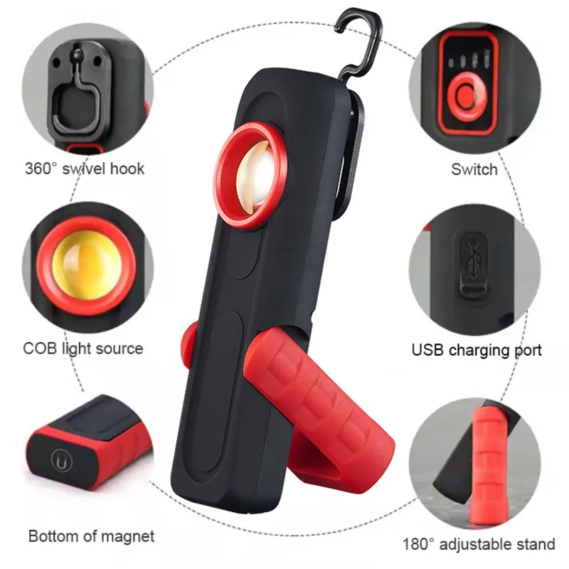 Magnetic COB LED Flashlight Working Light USB Charging Multifunction Inspection Light Handy Torch Portable Lantern With Hook
Magnetic COB LED Flashlight Working Light USB Charging Multifunction Inspection Light Handy Torch Portable Lantern With Hook