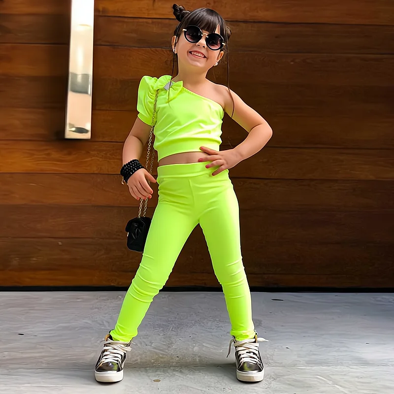 Fashion Toddler Girls Summer Clothing Suits One Side Crop Tops+Skinny Pants Hip Hop Custome Clothes Suits For Children's Girl
Fashion Toddler Girls Summer Clothing Suits One Side Crop Tops+Skinny Pants Hip Hop Custome Clothes Suits For Children's Girl