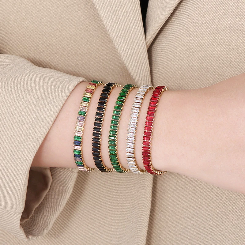 6mm Bracelet 18K Gold Stainless Steel Inlaid Rectangular Color Zircon Bracelet INS Style Fashionable and Exquisite Female Hand J
6mm Bracelet 18K Gold Stainless Steel Inlaid Rectangular Color Zircon Bracelet INS Style Fashionable and Exquisite Female Hand J