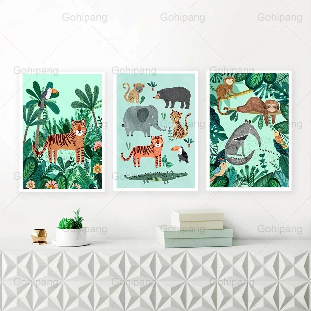 Canvas Painting Tropical Rainforest Green Plants and Tiger Panda Sloth Parrot Poster Wall Art Picture for Living Room Home Decor
Canvas Painting Tropical Rainforest Green Plants and Tiger Panda Sloth Parrot Poster Wall Art Picture for Living Room Home Decor