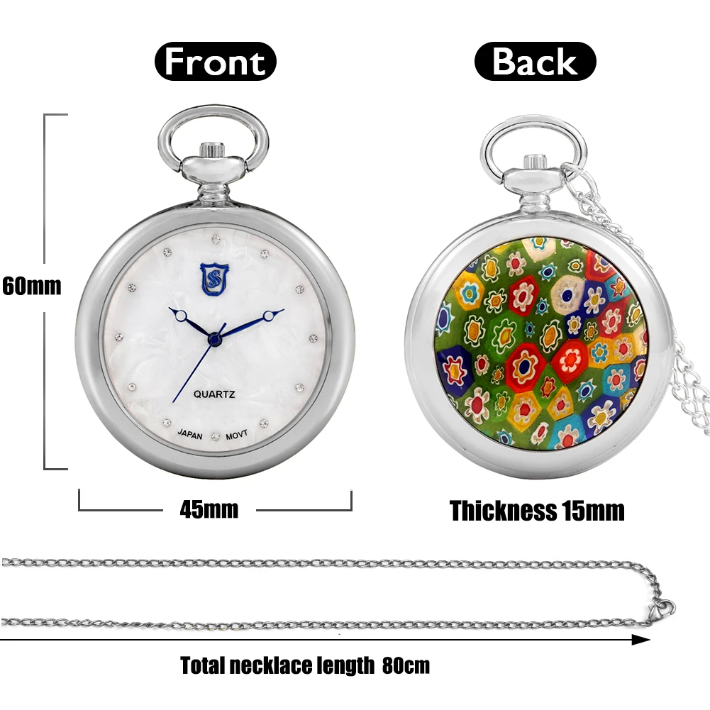 Элегантные Синие аналоговые винтажные изысканные карманные часы с ожерельем для