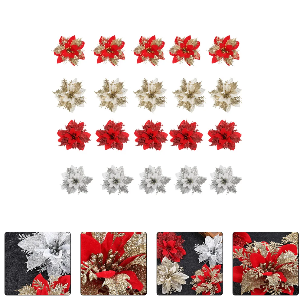 20Pcs Xmas Poinsettias Ornaments Christmas Glitter Poinsettia Artificial Red Poinsettia Flowers
20Pcs Xmas Poinsettias Ornaments Christmas Glitter Poinsettia Artificial Red Poinsettia Flowers