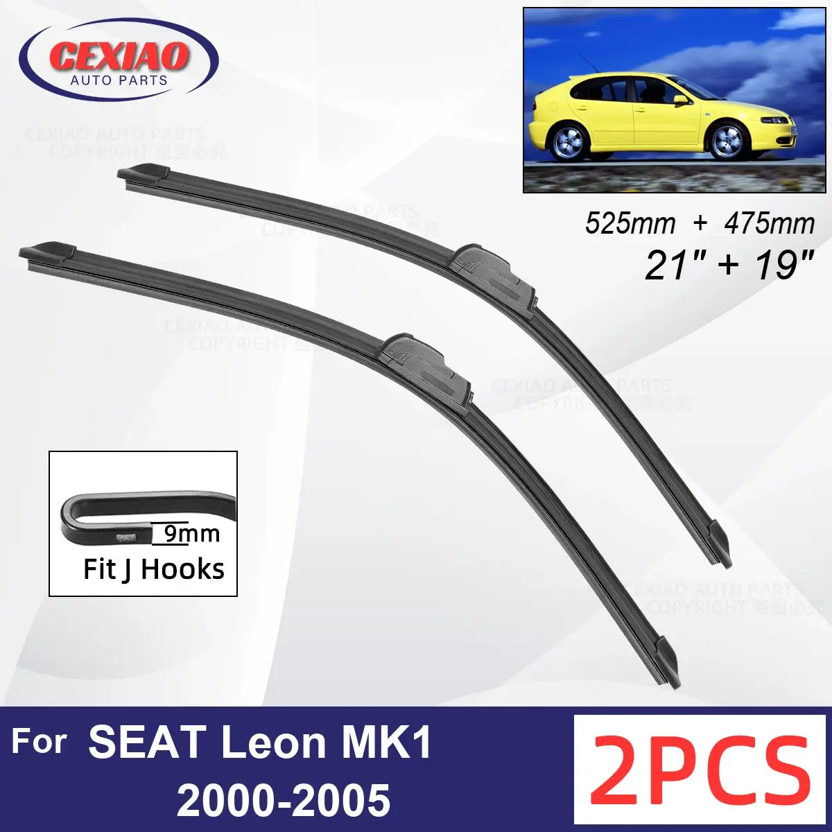 Car Wiper For SEAT Leon MK1 2000-2005 Front Wiper Blades Soft Rubber Windscreen Wipers Auto Windshield 21"+19" 525mm + 475mm
Car Wiper For SEAT Leon MK1 2000-2005 Front Wiper Blades Soft Rubber Windscreen Wipers Auto Windshield 21"+19" 525mm + 475mm