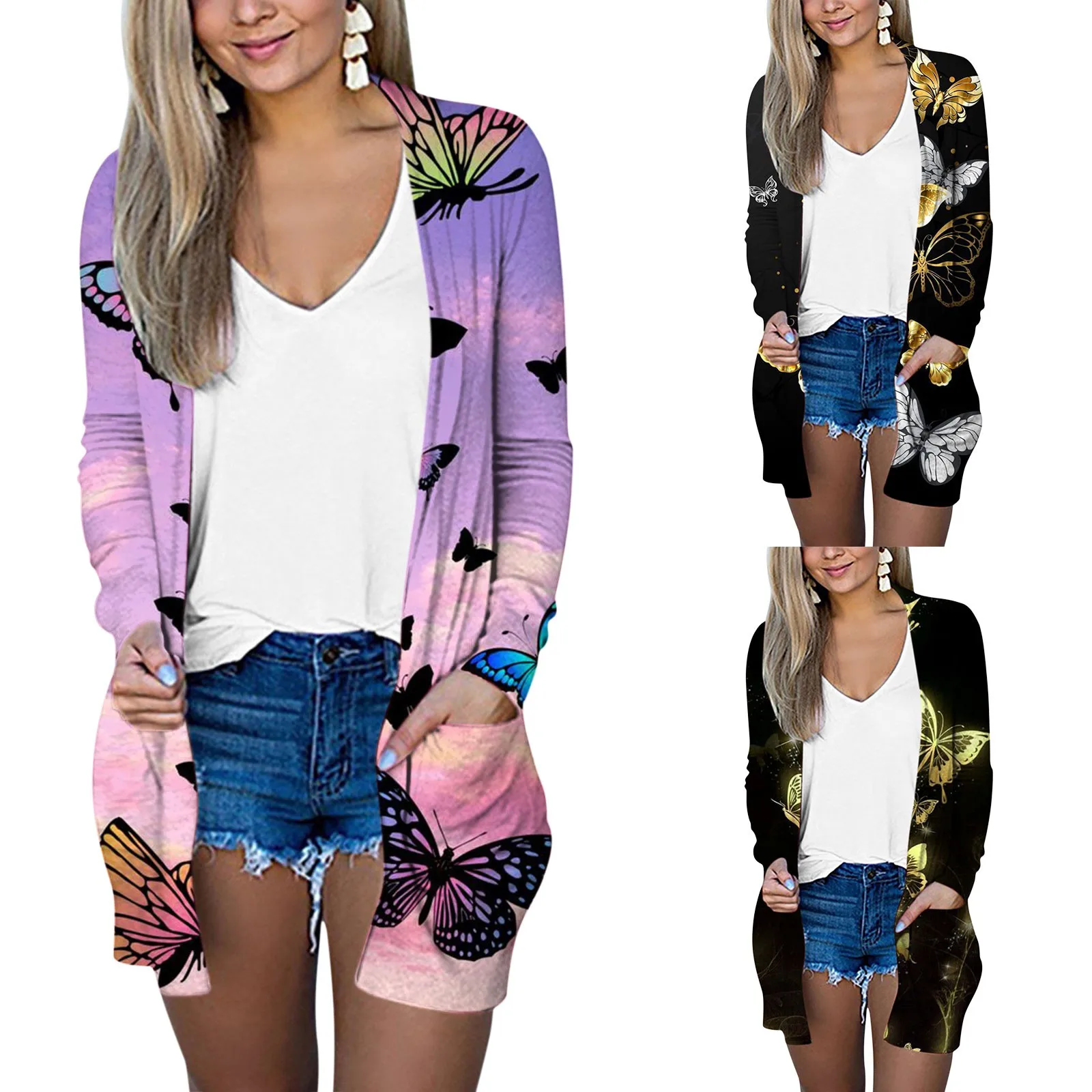 Long Sleeve Cardigan For Women Fall Open Front Cardigan With Pockets Lightweight Cardigans Casual Duster Outer For Women 
Long Sleeve Cardigan For Women Fall Open Front Cardigan With Pockets Lightweight Cardigans Casual Duster Outer For Women