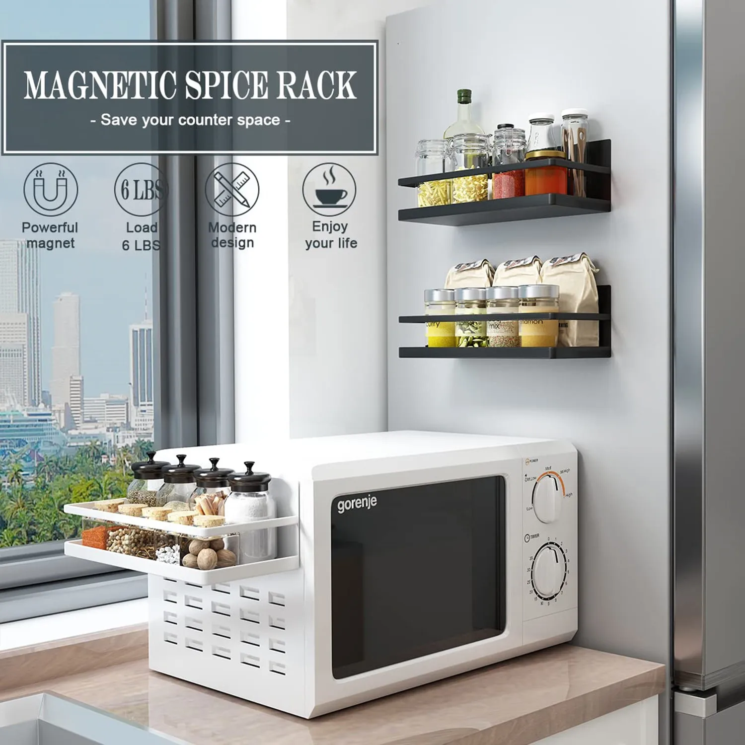 Refrigerator Magnetic Storage Rack, Magnet Refrigerator Spice Rack with Strong Magnet Back for Condiments, Jars, Bottles, Drinks
Refrigerator Magnetic Storage Rack, Magnet Refrigerator Spice Rack with Strong Magnet Back for Condiments, Jars, Bottles, Drinks